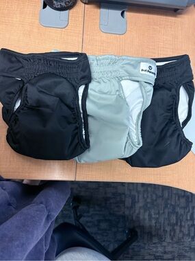 Reusable Pet Diaper Pair - Black & Light Gray